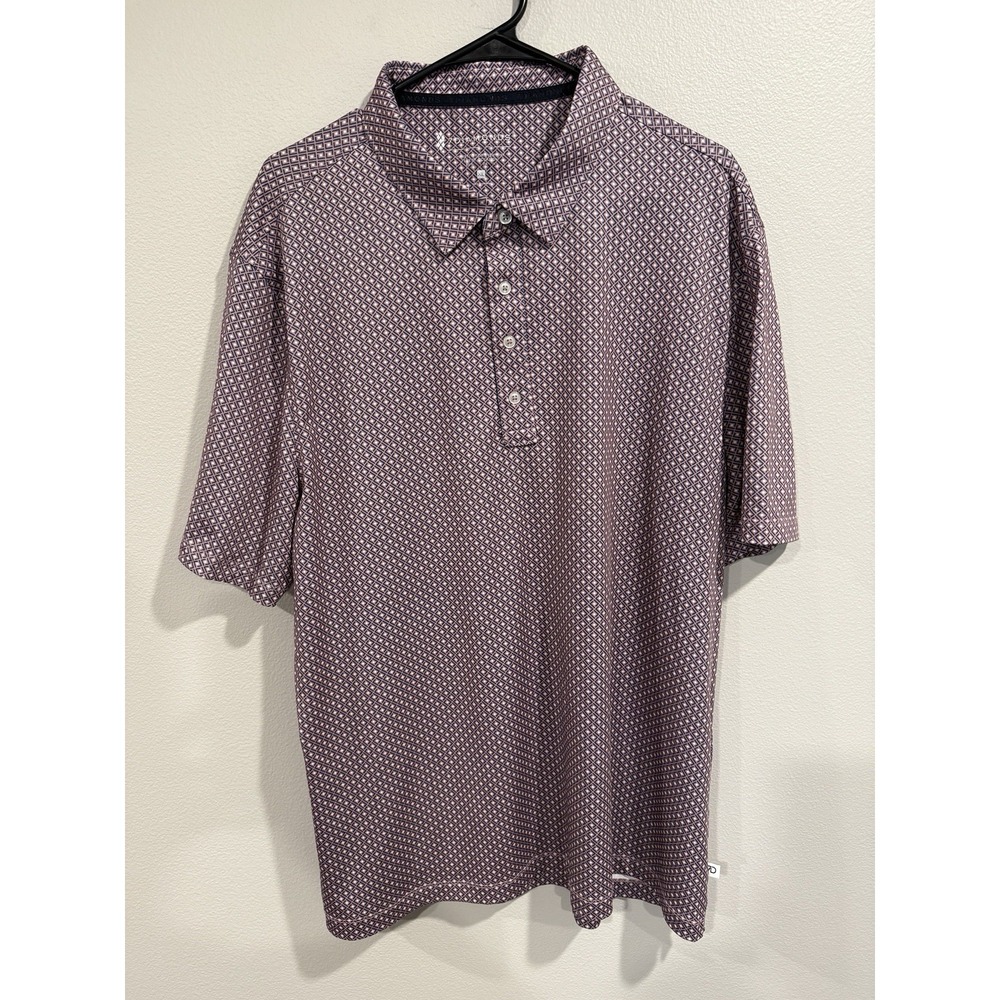 7 Diamonds Shirt Mens XL Purple Belgrade 4 Way Stretch Woven Geometric Print